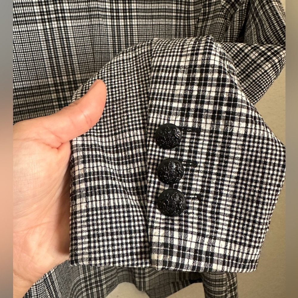 Maison D'Amélie Black and White Plaid Blazer Medium - Picture 6 of 8